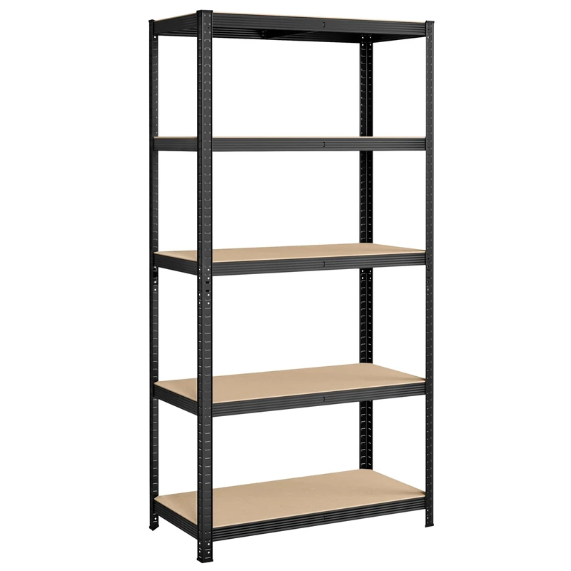 SONGMICS 5 Tier Storage Shelf, 50 x 100 x 200 cm, 600 kg Capacity, Adjustable Boards, Industrial Style, for Kitchen, Living Room, Black GLR050B01