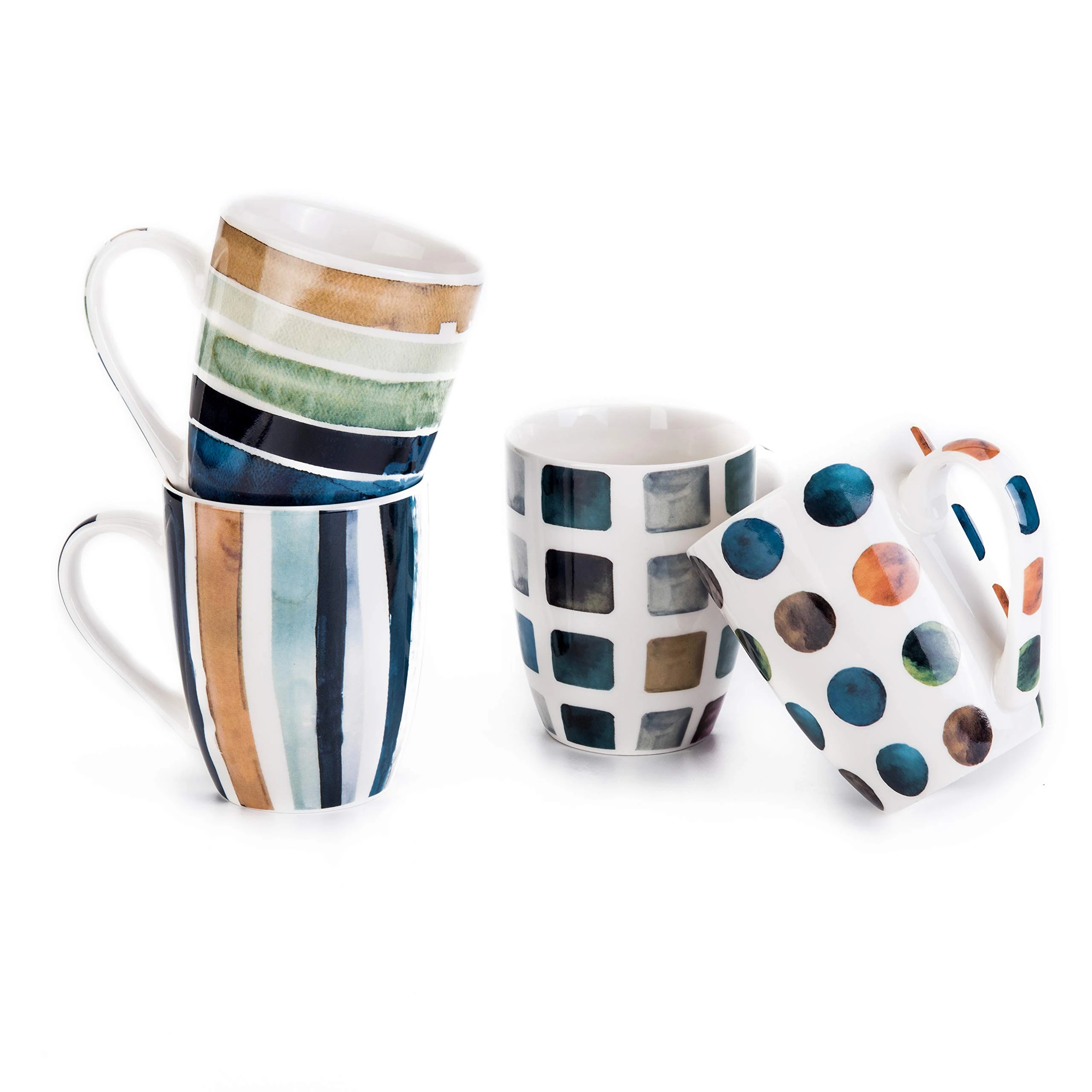 MACHUMA Set of 4 340ML/11.5oz Marble Patterns Coffee Mugs, Ceramic Tea Cup Set.