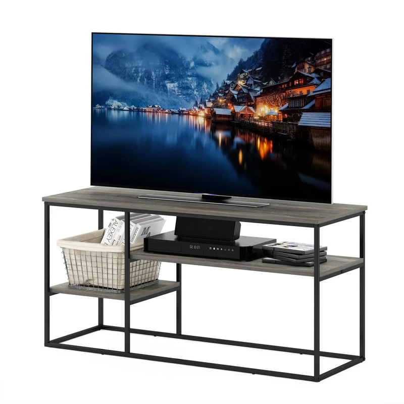 Furinno Moretti Modern Lifestyle TV Stand for TV up to 50 Inch, French Oak Grey