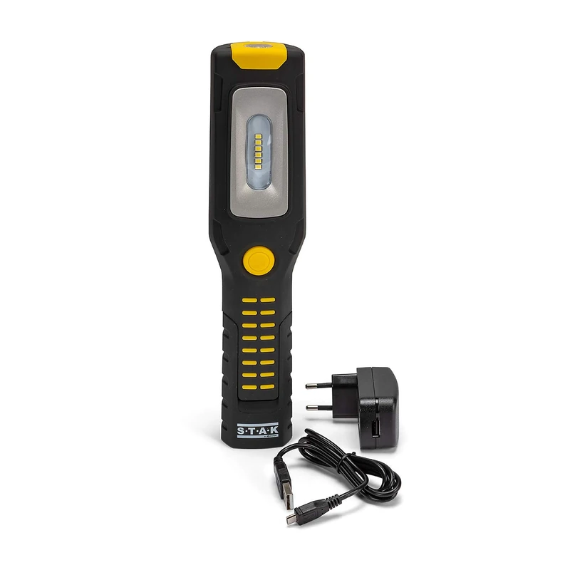3+1W Rechargeable COB LED Inspection Flashlight Portable Workshop Powerful Cordless Work Light with 2200mAh Lithium Battery, Dual Light Sources, Powerful Hooks and Magnets. Articulated.