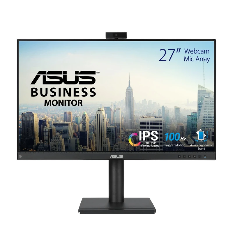 ASUS BE279QFK Video Conferencing Monitor - 27 inch, Full HD, IPS, 100Hz, Frameless, Webcam, Mic Array, Stereo Speakers, Ergo Stand, HDMI, Eye Care, Wall Mountable, Sustainability
