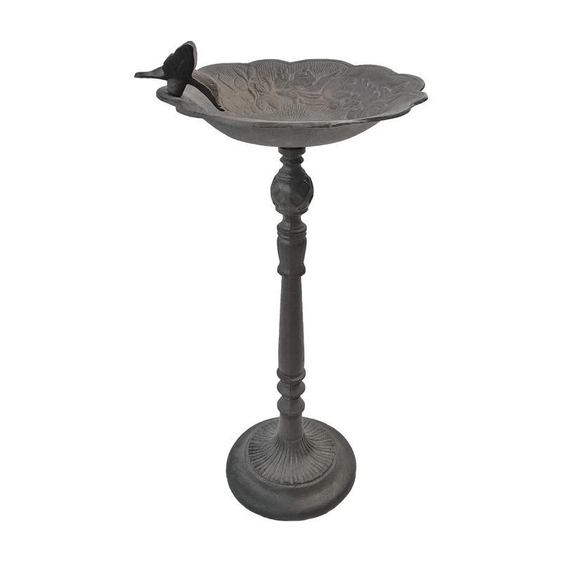 Keleday Bird Bath Garden Products Outdoor Decor for Patio, Deck, Porch Water Container - Antique Rust Style 22" Height