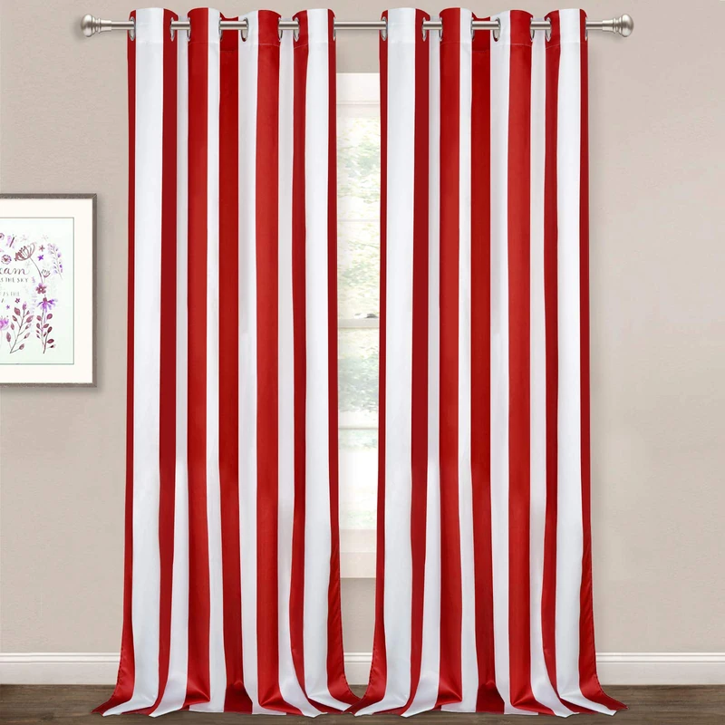 ASPMIZ Red and White Vertical Stripe Window Curtains Grommet Top Window Curtains for Bedroom Living Room
