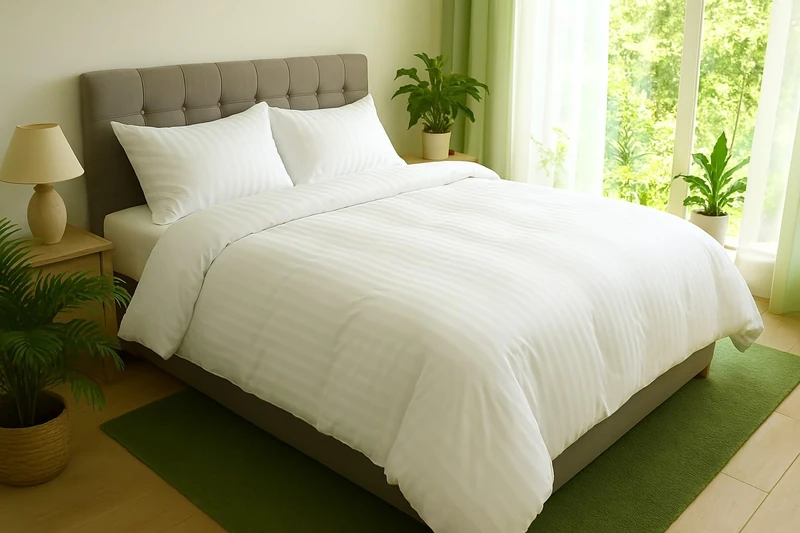 blanrêve Warm Satin Stripe 400 g/m² 240 x 220 cm Microfibre White 240 x 220 cm