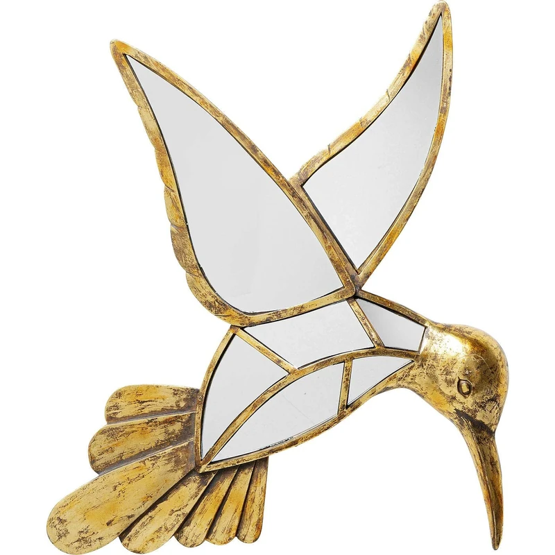 KARE Design Hummingbird Mirror, Gold, Elegant, Wall-Mounted, Decorative Home Accessories, Room Decor, Home Decor for Living Room, Bedroom, Hallway, Kitchen, Home Office, 51x60x5 cm (H/W/D)