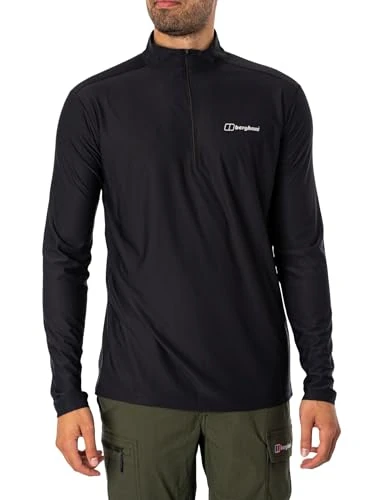 Berghaus Men's 24/7 Half Zip Long Sleeve Tech Baselayer T-Shirt T-Shirt (Pack of 1) Black/Black
