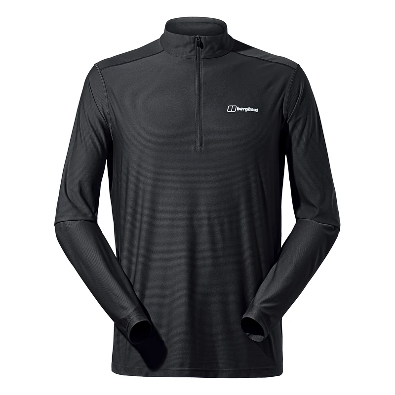 Berghaus Men's 24/7 Half Zip Long Sleeve Tech Baselayer T-Shirt T-Shirt (Pack of 1) Black/Black