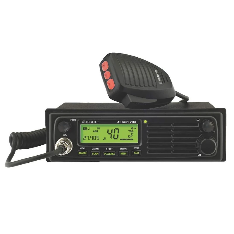 Albrecht AE6491 VOX CB Radio with Hands-Free Kit 12648.01 12/24 Volt Version with CTCSS, 4 Watt AM/FM with DIN Mounting Frame