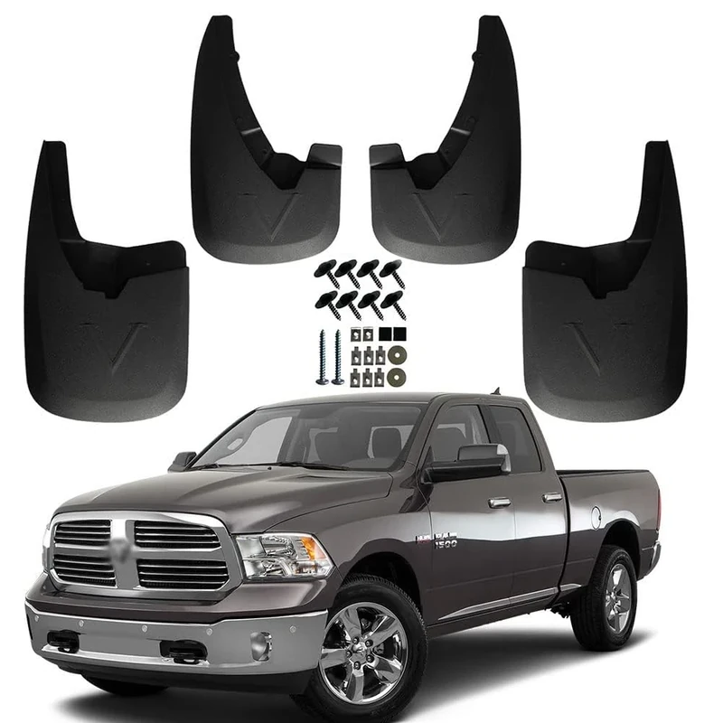 KCOOL Mud Flaps Fit for 2009-2018 Dodge Ram 1500 2500 3500 Without OEM Fender Flares Custom Front and Rear Mud Guard Set（4pcs-Set）