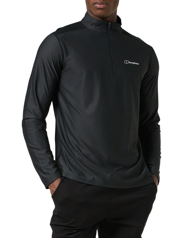Berghaus Men's 24/7 Half Zip Long Sleeve Tech Baselayer T-Shirt T-Shirt (Pack of 1) Black/Black