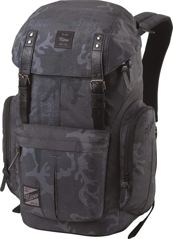 Nitro Daypacker Everyday Backpack in Retro Look with Padded Laptop Compartment, School Backpack, Hiking Backpack or Street Pack, 32 L, Forged Camo, standard size, Daypack Backpacks