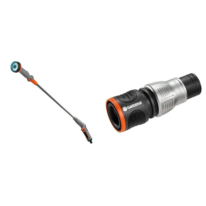 GARDENA Comfort Spray Lance: Robust Metal Garden Sprayer, 90 cm Long (18334-20) & Premium Water Stop, 13 mm (1/2") - 15 mm (5/8"): Water Stop, Frost-Resistant, Packaged (18253-20)