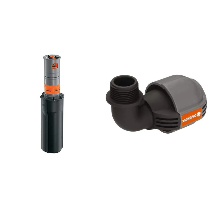 Gardena T 380 Turbo-Driven Pop-up Sprinkler - Black & 25mm x 3/4-inch L-Piece Male Thread - Grey