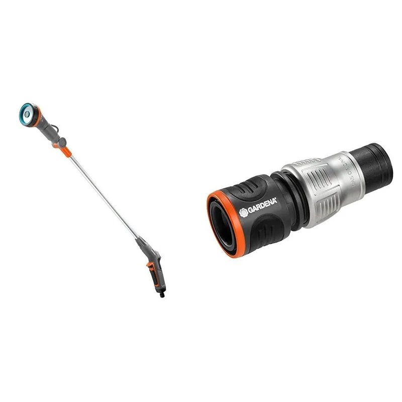 Gardena 18335-20 Comfort Hanging Basket Lance - Multi-Colour & GARDENA 18253-20 Packaged Premium Water Stop, Silver/Black, 1/2-5/8-Inch