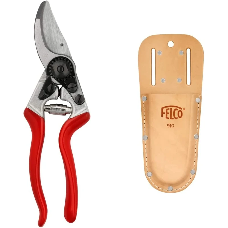FELCO Model 8 Secateurs (Large) & F-910 Model Leather Holster, Brown