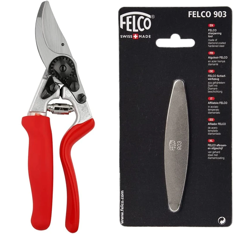 Felco Model 7 Secateurs (Large, Rotating Handle) & Model 903 Sharpener (Diamond Steel)