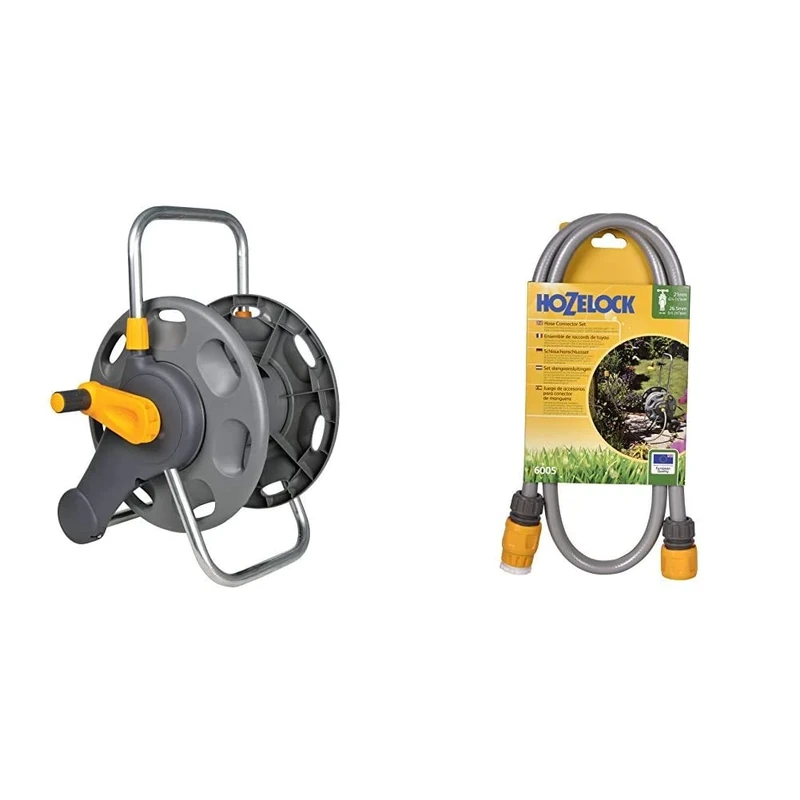 Hozelock 60m 2 in 1 Empty Hose Reel & Hose Connection Set