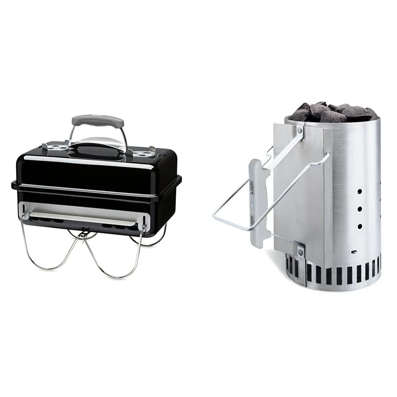 Weber Go-anywhere Portable BBQ, Black & 7416 Chimney Starter