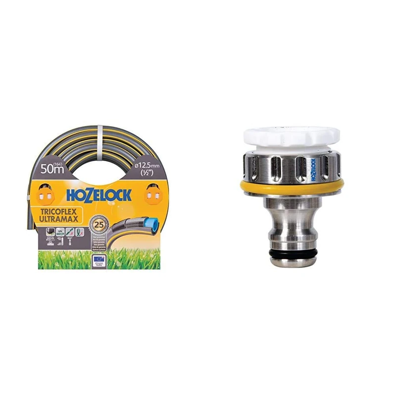 HOZELOCK - HoseTricoflex Ultramax ø 12.5mm (1/2") 50m with Outdoor Tap Connector Pro Metal