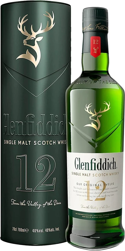 GLENFIDDICH 12 Year Old Single Malt Scotch Whisky Gift Tin - Bold Balance - Fresh Pear, Subtle Oak - Matured in Oloroso Sherry & Bourbon Casks - Product Of Scotland - 40% ABV - 70 cl