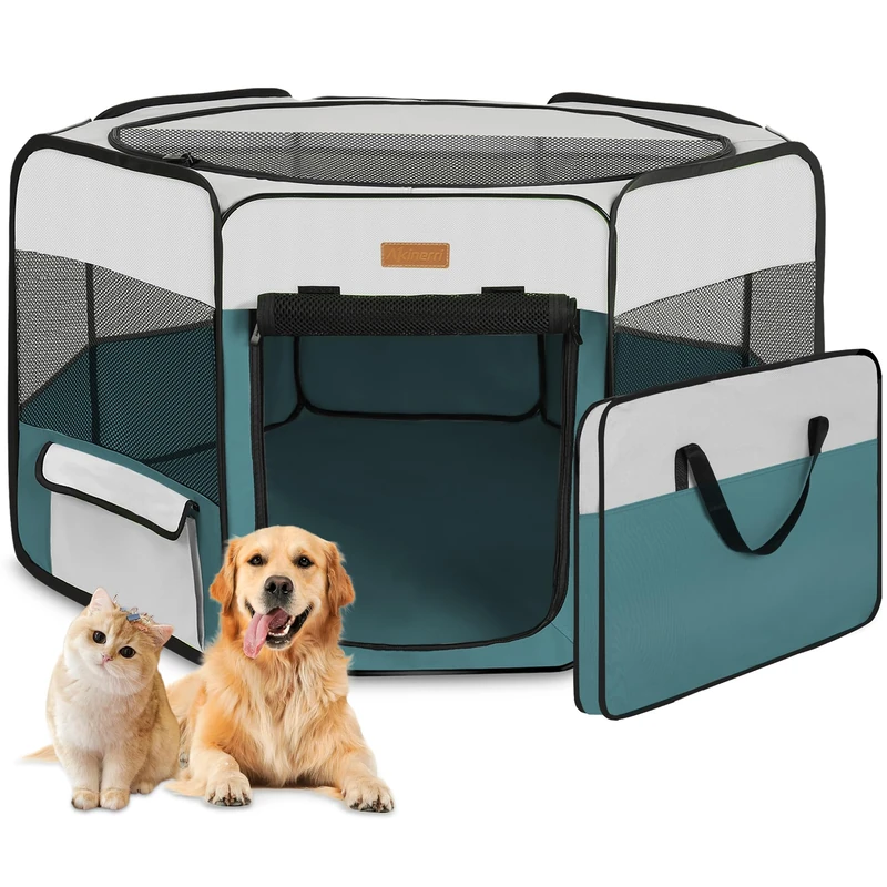 Dog Playpen, Portable Pet Play Pen for Cat, Puppies, Rabbits, Chickens, Foldable Large-Capacity Pet Tent for Indoor/Outdoor Travel Camping