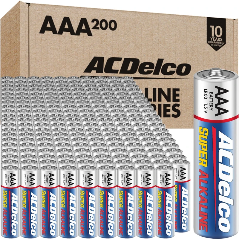 ACDelco AAA Batteries, Maximum Power Super Alkaline Battery, 10-Year Shelf Life, Recloseable Packaging, 200 Count