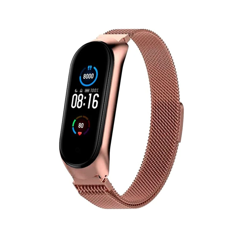 COOL Strap for Xiaomi Mi Band 5 / Mi Band 6 / Amazfit Band 5 Metal Rose Gold, one size, Metal, 0