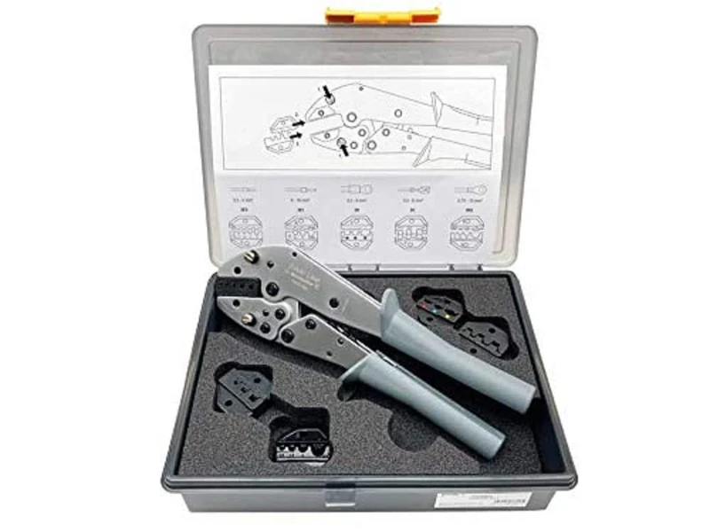 Silver Line by Weidmüller Crimping Tool Flexcrimp Set of 5 Interchangeable Inserts, Including Wire End Ferrules, Insulated Connectors, Blade Receptacles, Blade Connectors 485850
