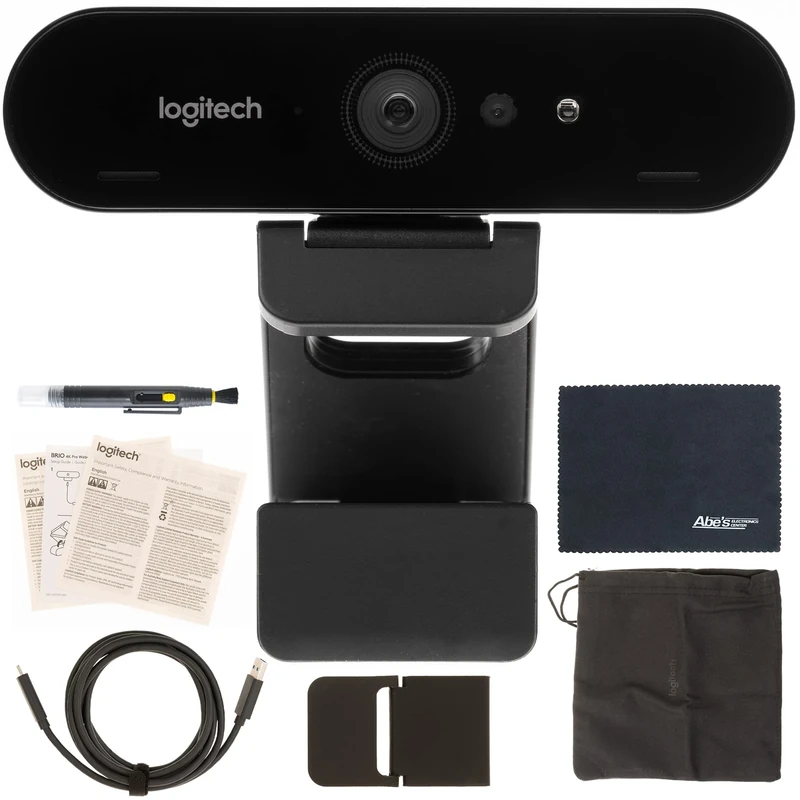 AOM DENDAWEN Logitech BRIO UHD 4K Webcam (960-001105) with RightLight 3 and HDR Technology Bundle Kit