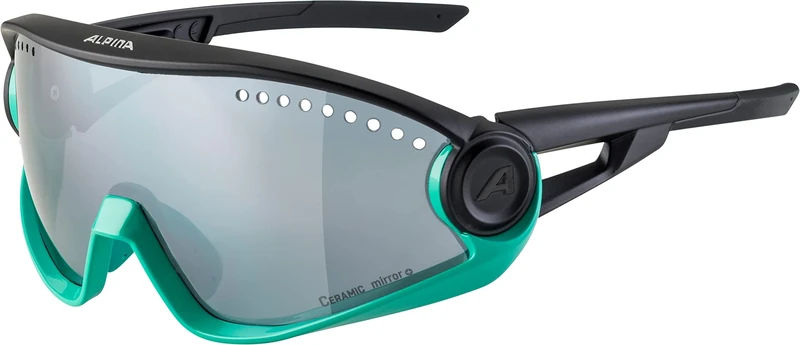 ALPINA Unisex - Adult, 5W1NG CM+ sports glasses, black turquoise, One Size