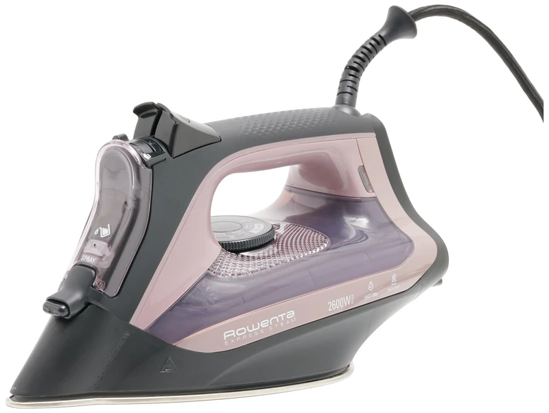 Rowenta DW4345 Express Steam, Steam Iron, Stainless Steel Plate with Microsteam Technology, Integrated Anti-Limescale System, Steam 200 g/Min, Power 2600 W, Black and Pink