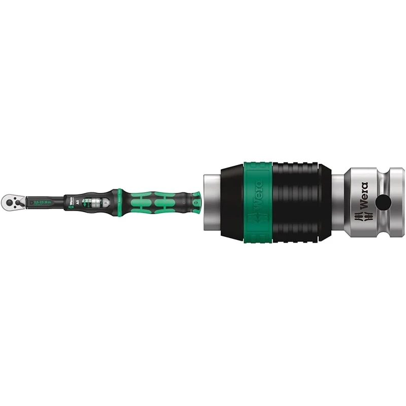 Wera Click Torque A 5 Adjustable Torque Wrench, 1/4" Square Drive, 2.5-25 Nm, 05075604001 & 8784 A1 Cyclops Connector, 1/4 inch x 37 mm, 1 Piece, 05003529001