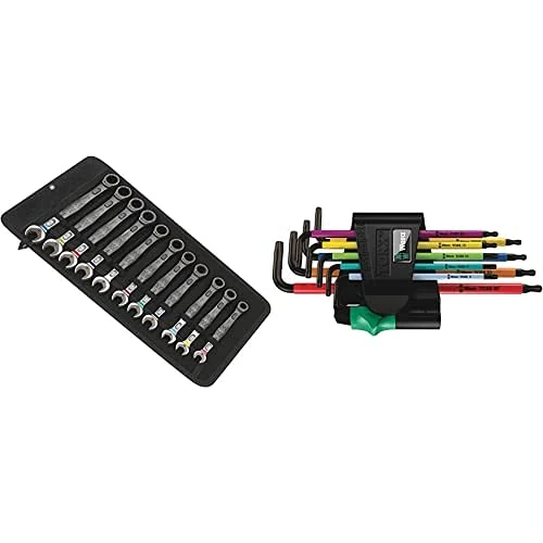 Wera Joker Combination Ratchet Spanner Set Metric, 11pc, 05020013001 & 967SPKL/9BO Multicolour TX-Key Set, TX8 - TX40, 9pc, 05073599001