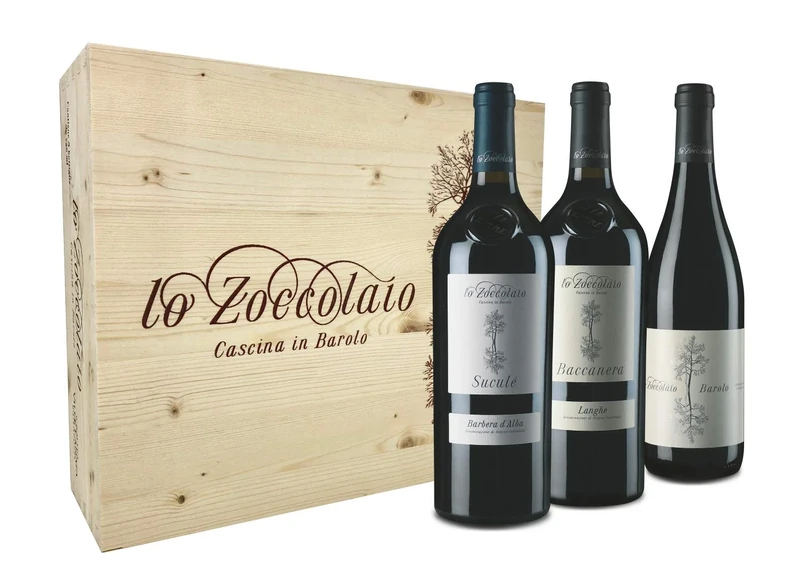 Lo Zoccolaio Barbera d'Alba + Langhe Baccanera + Barolo DOCG Red Dry Wine - 3x750 ml