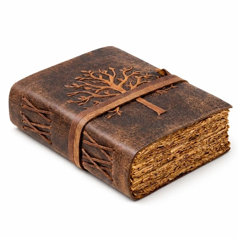 Vintage Leather Journal Tree of Life-Leather Bound Journal-Antique Paper-Beautiful Embossed Tree Leather Sketchbook - For Drawing Sketching and Writing-240 Pages