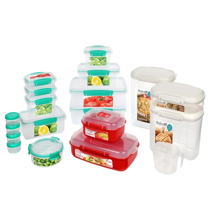 Sistema New Home Kitchen Storage & Organisation Gift Pack | 18 Containers | Lunch Boxes, Meal Prep Containers, Pantry Storage, Microwave Food Steamers & More | Recyclable with TerraCycle® | BPA-Free