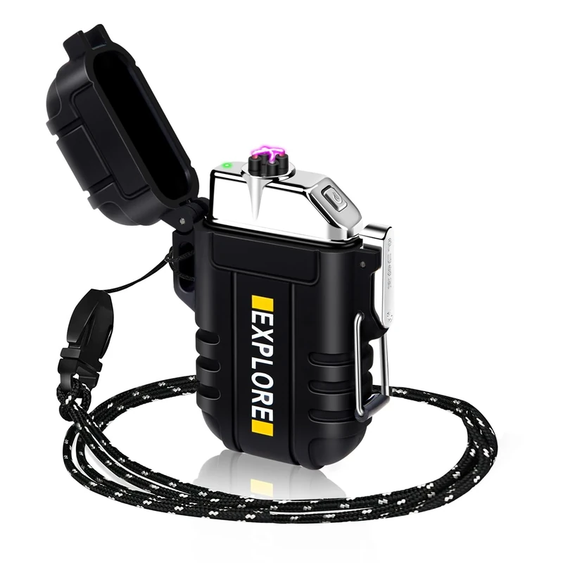 Valentines Gifts for Him Boyfriend: Electric Lighter Rechargeable USB, Electronic Plasma Arc Lighter Windproof and Waterproof for Camping, Hiking, Outdoor, Survival, Tactical, EDC Gear