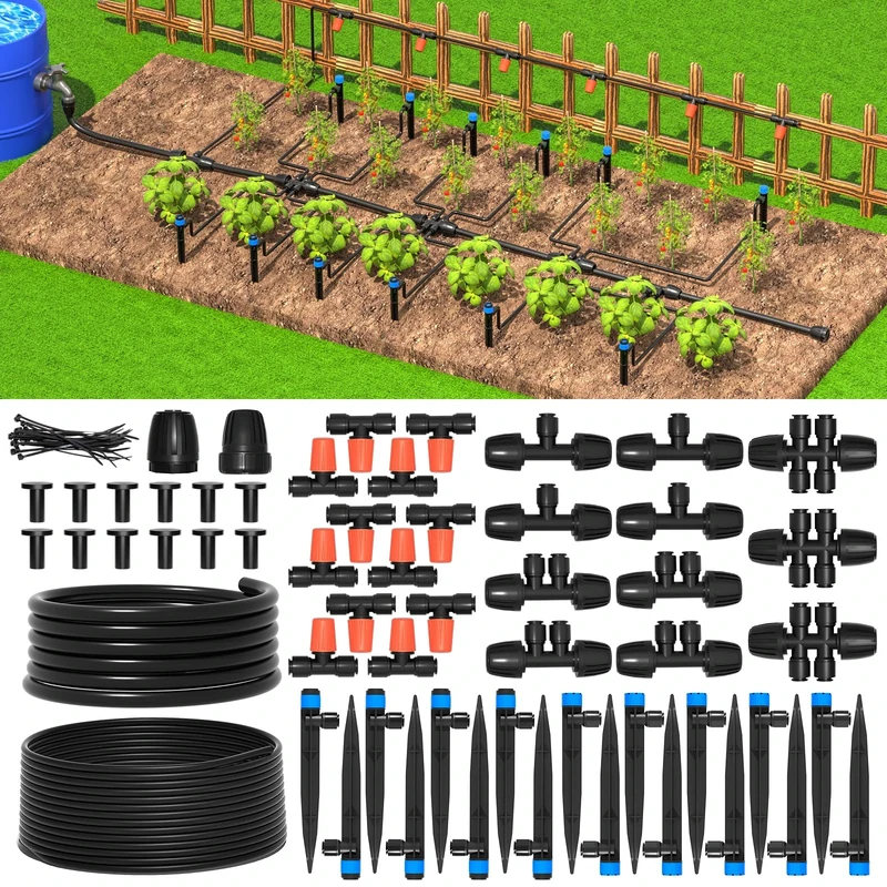 MIXC 225FT Greenhouse Micro Drip Irrigation Kit Automatic Patio Misting Plant Watering System