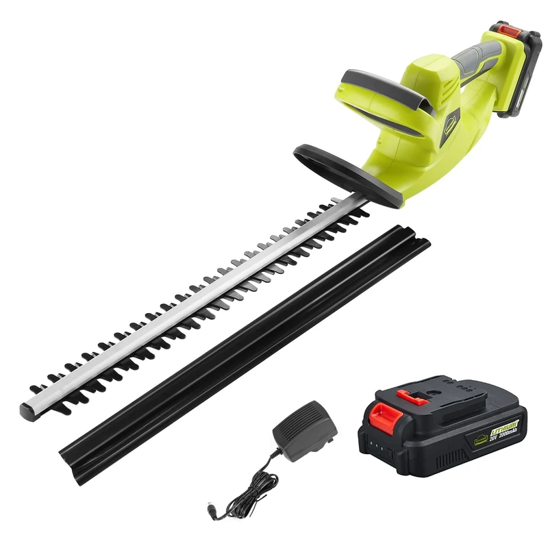 Cordless Hedge Trimmer, DEWINNER 20V 2000mAh Lithium ion with Battery and Charger Electric Cutter, 65CM Blade, Cutting Length 51cm, 16 mm Tooth Opening Capacity