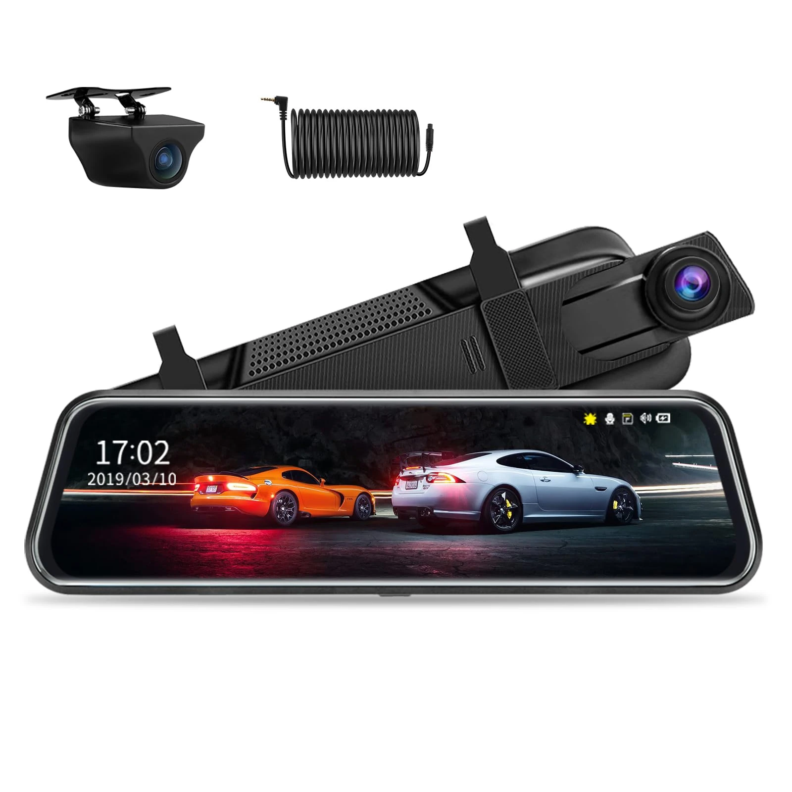 Upgraded10 Inch Mirror Dash Cam Night Vision 1080P Full Touch Screen Dual Dash Cam Front and Rear Camera Car Rear View Mirror Loop Recording 170° Wide Angle Parking Assistance