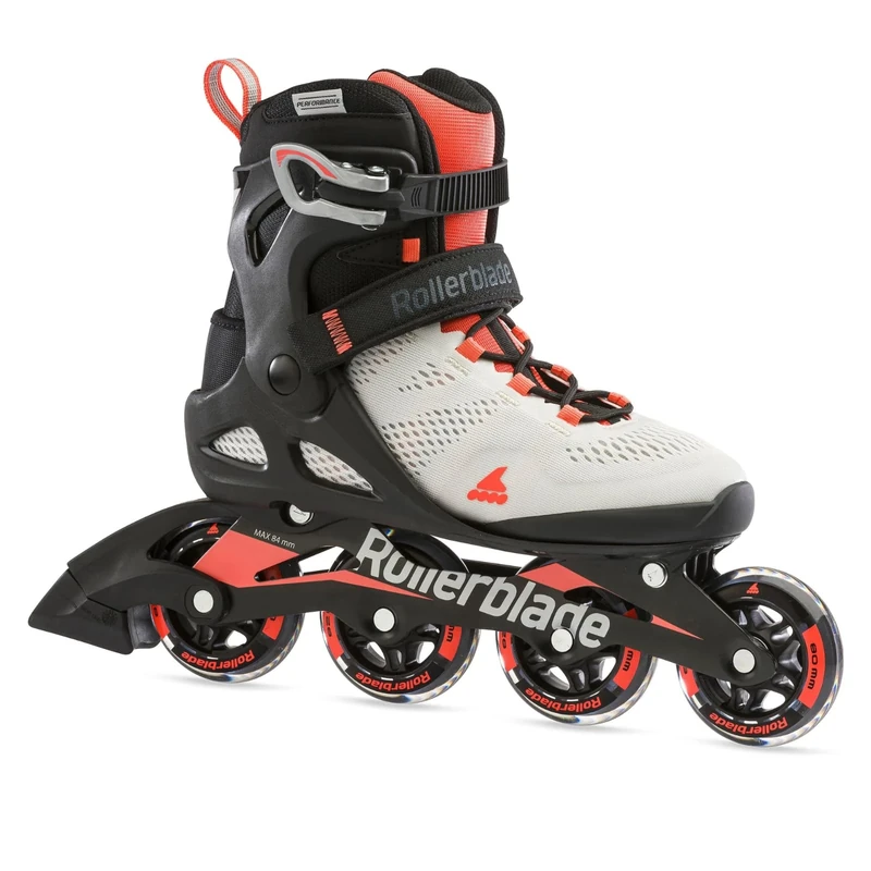 Rollerblade Macroblade 80 Women's Adult Fitness Inline Skate, Grey and Coral, Performance Inline Skates,7100700