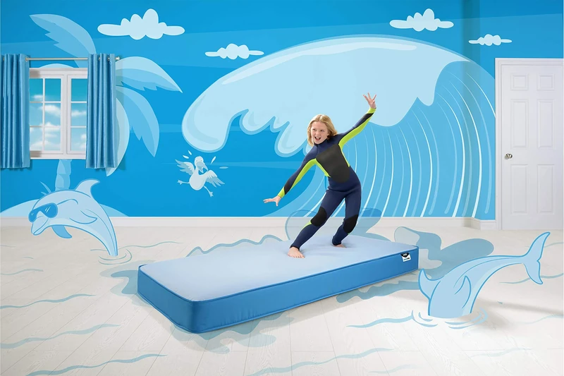 JAY-BE Simply Kids Waterproof Anti-Microbial Sprung Mattress, Foam Free, European Single, Blue (90 x 200 x 18cm)