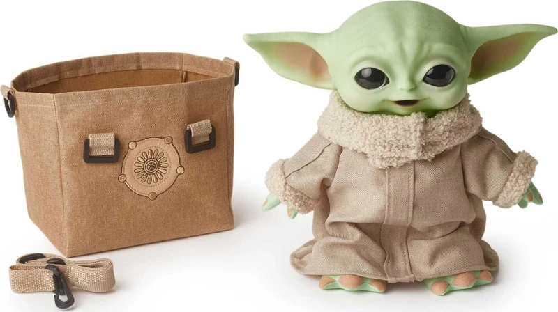 Star Wars The Child Plush Toy, 11-in Yoda Baby Figure from The Mandalorian, Collectible Stuffed Character with Carrying Satchel for Movie Fans Ages 3 and Older, HBX33