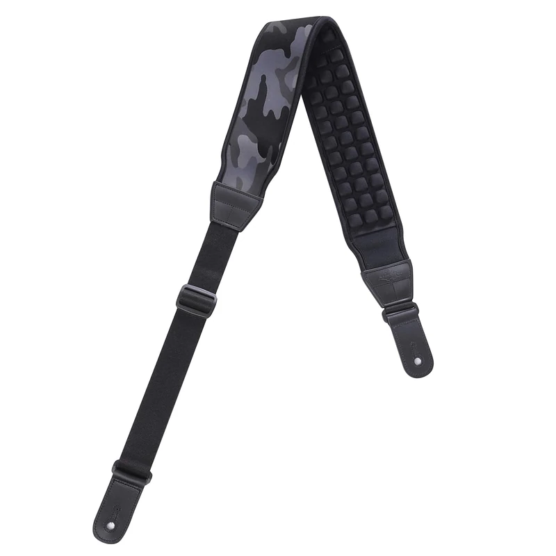 KLIQ Music Gear AirCell Guitar Strap for Bass & Electric Guitar with 3" Wide Neoprene Pad and Adjustable Length (Regular, Black-Grey (Camo))