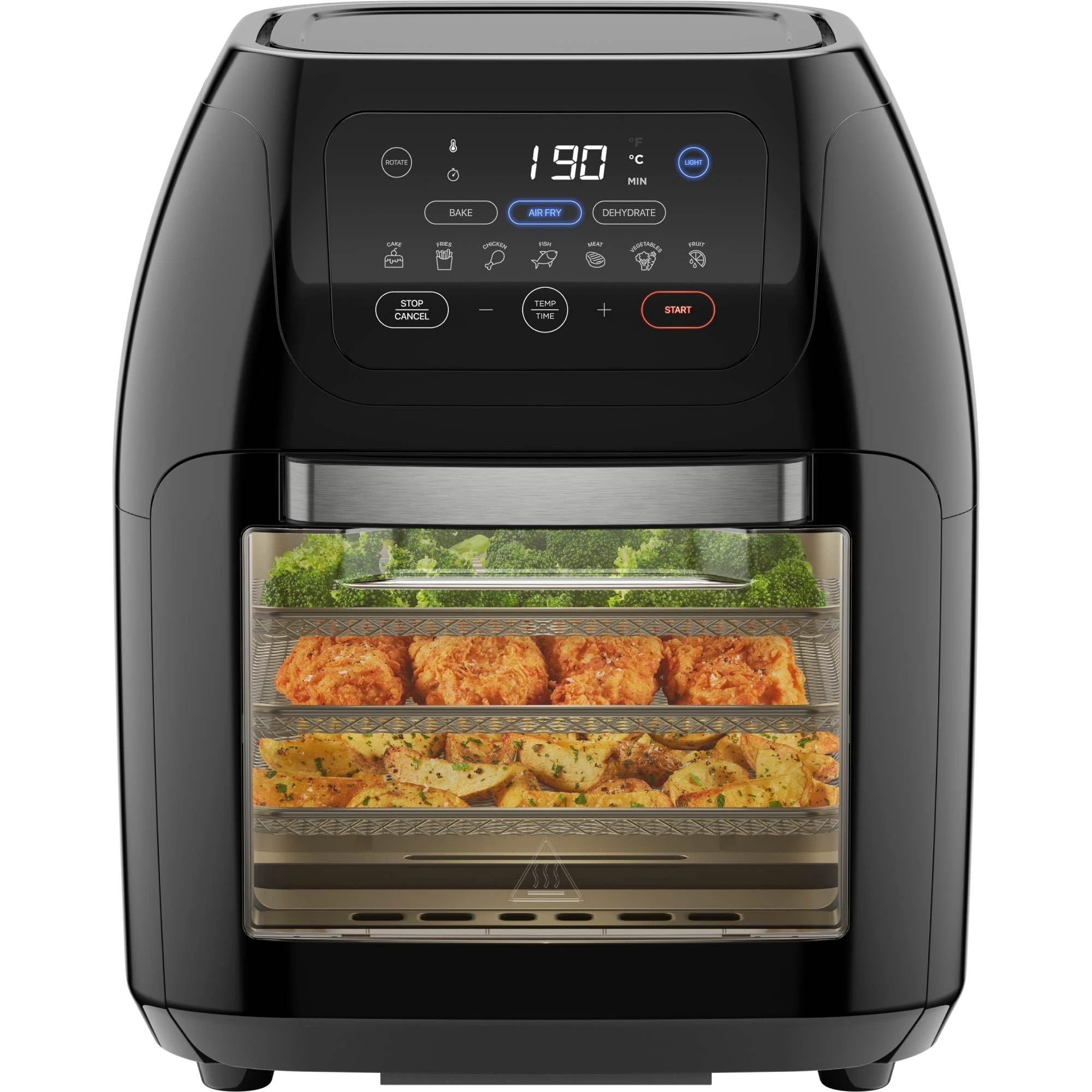 CHEFMAN 5 in 1 Air Fryer Oven with Rotisserie, 10L 1800W, 17 Presets Air Fry, Dehydrator, Roast, Bake, Family Size Large Air Fryer with Auto Shutoff and View Window, Black