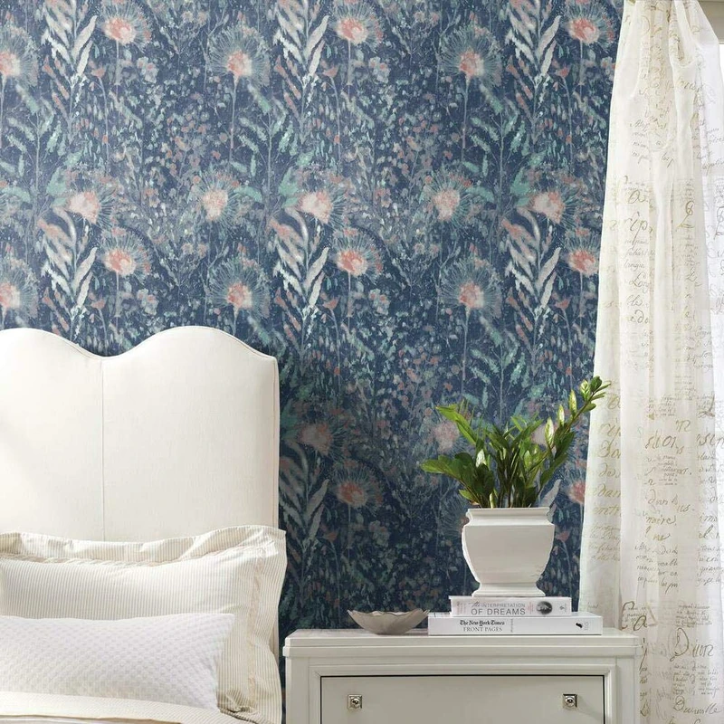 RoomMates RMK11744WP Blue and Red Dandelion Peel and Stick Wallpaper