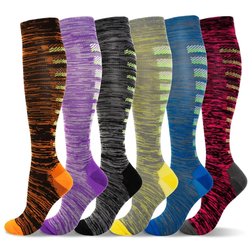LEOSTEP Compression Socks 6 Pair - 20-30 mmHg Slip Tube for Running