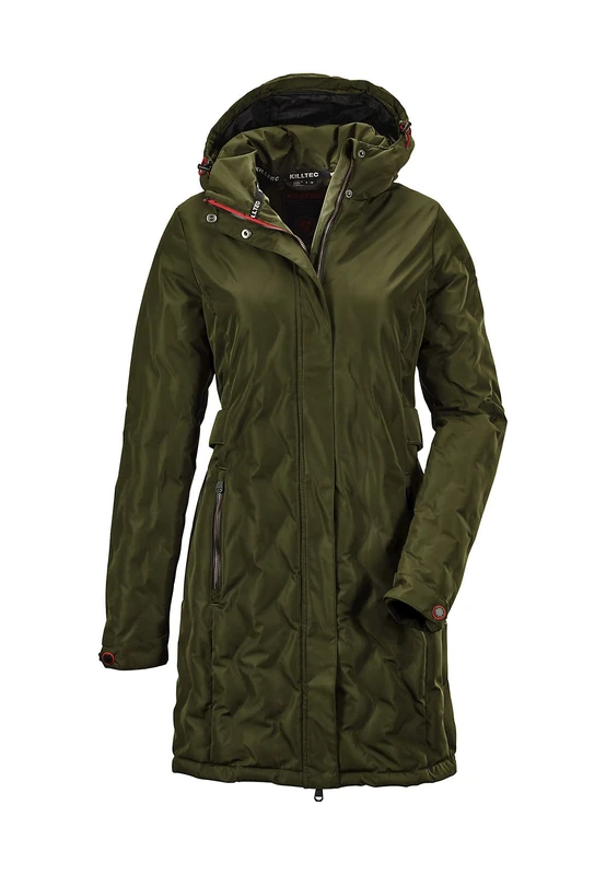 Killtec Women's Vogar Wmn Dwnlk Ct B Parka in Down Look with Zip-off Hood, womens, Parka in down look with zip-off hood, 36043-000, Dark Olive, 44 (EU)
