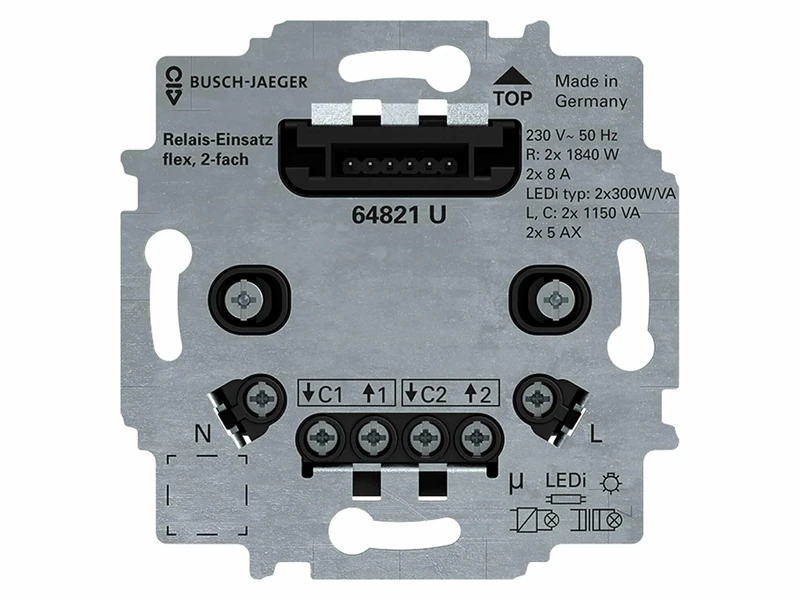 BUSCH-JAEGER 64821 U Relay Insert, 2-Way, Free@Home Flex