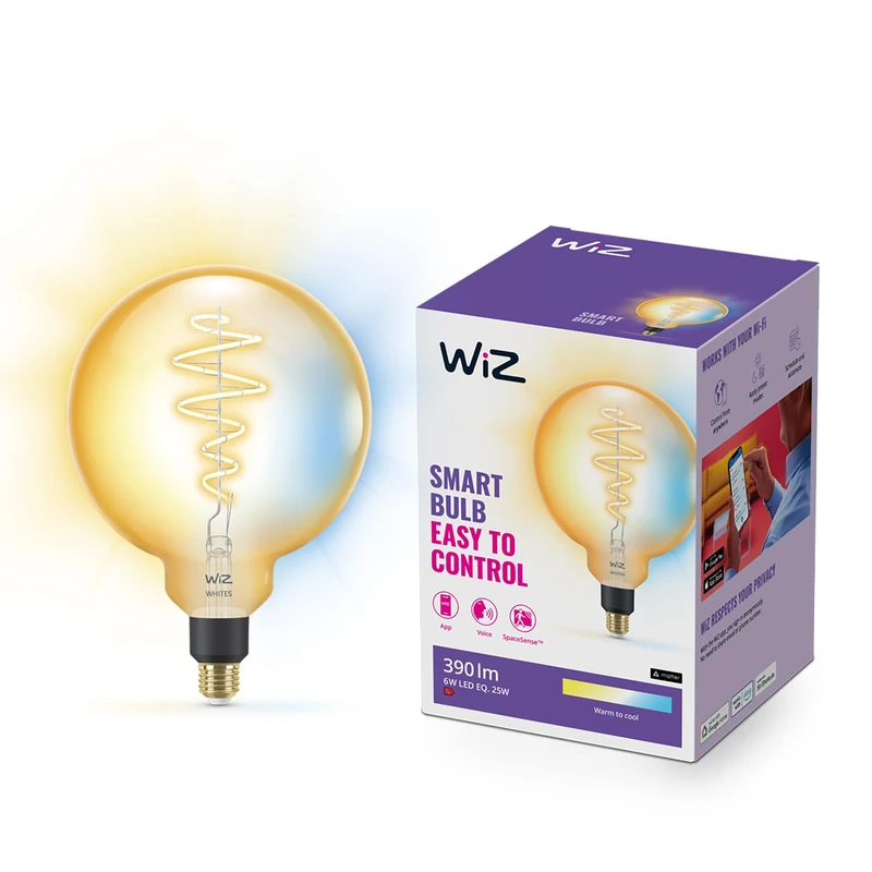 WiZ Smart Bulb, E27, Dimmable Warm White, Smart LED Connected WiFi Works with Alexa, Google Assistant & HomeKit, App Control for Home Indoor Lighting, Livingroom, Bedroom, Energy Monitoring